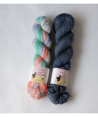 TeNserra Shawl - S グレー x オレンジ